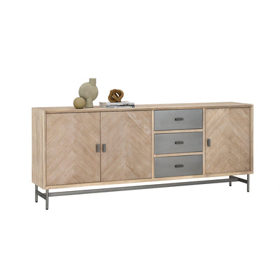 SoBuy | Buffet Commode Meuble de cuisine | 3 tiroirs et 3 portes | pré-assemblé et stable | Bois d'hévéa | HFSB05-N