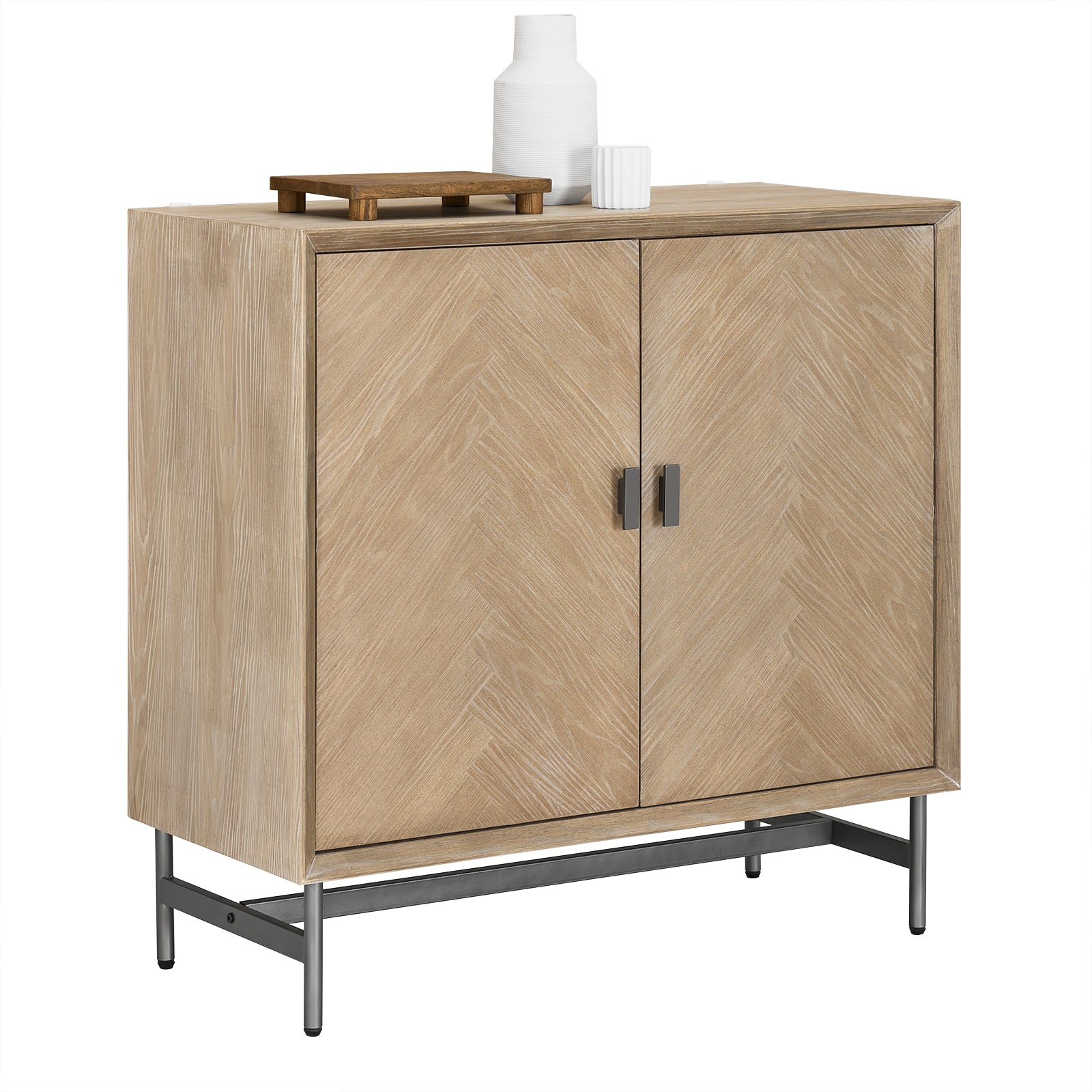 SoBuy | Sideboard Kommode Küchenschrank | vormontiert & stabil | 2 Türen | Gummibaumholz | HFSB06-N