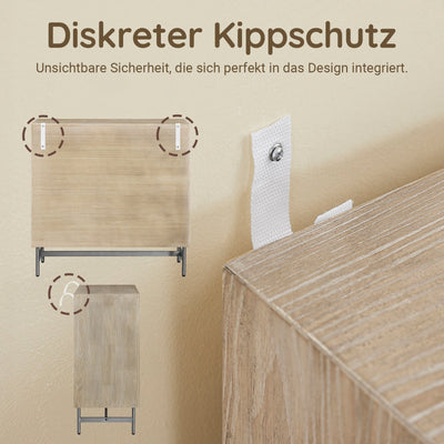 SoBuy | Sideboard Kommode Küchenschrank | vormontiert & stabil | 2 Türen | Gummibaumholz | HFSB06-N