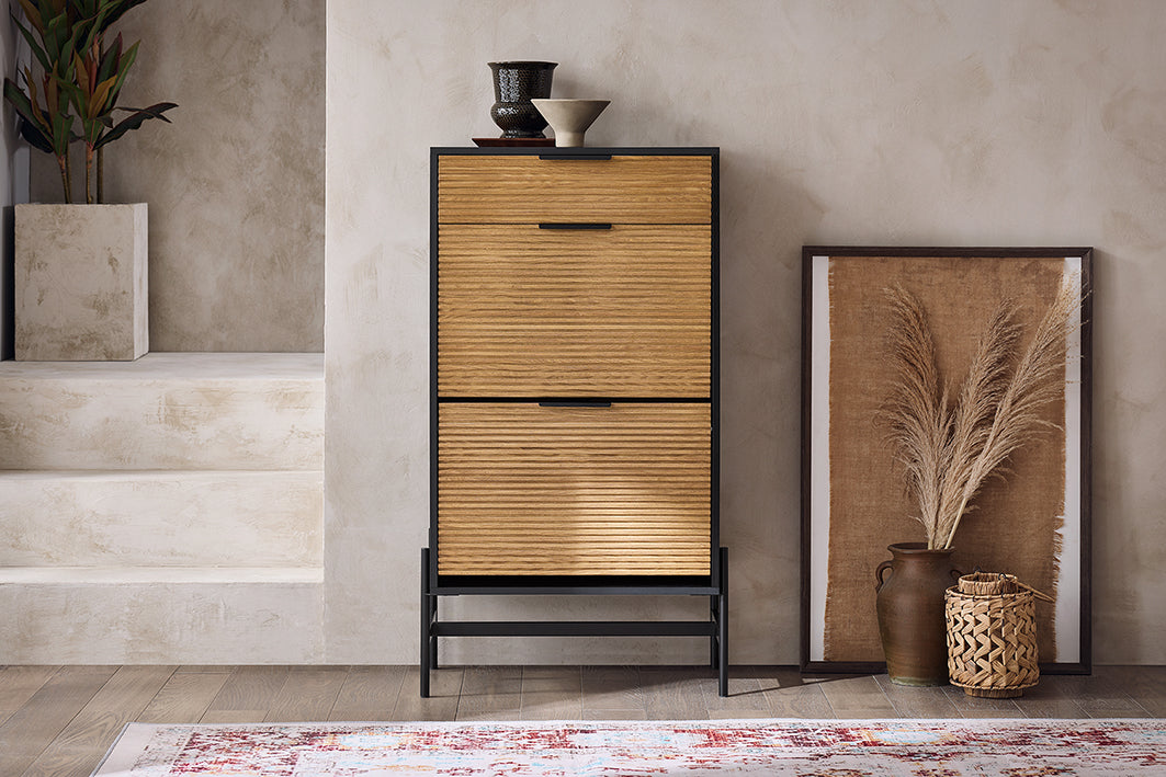 SoBuy | Meuble à chaussures à 2 portes | Meuble à chaussures étroit | Coffre à chaussures | HFSR03-SCH 