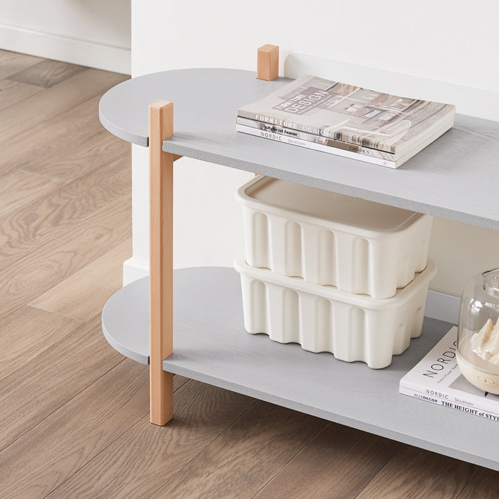 SoBuy | Scaffale multifunzionale | Libreria | Scaffale a giorno con 2 ripiani | Scaffale | Grigio/Naturale | HSTR01-HG