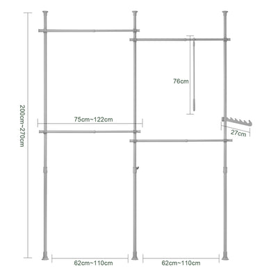 SoBuy | Teleskop Kleiderstange | Kleiderstangen System | Regalsystem | Hellgrau | KLS03-HG