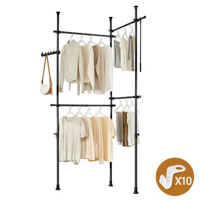 SoBuy | Teleskop Kleiderstange | Kleiderstangen System | Regalsystem | schwarz | KLS03-II-SCH