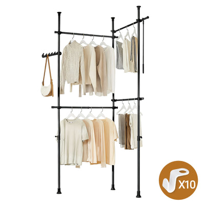 SoBuy | Asta Appendini Telescopica | Sistema Guardaroba | Sistema di Scaffalature | nero | KLS03-II-SCH