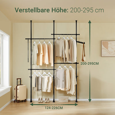 SoBuy | Asta Appendini Telescopica | Sistema Guardaroba | Sistema di Scaffalature | nero | KLS03-II-SCH