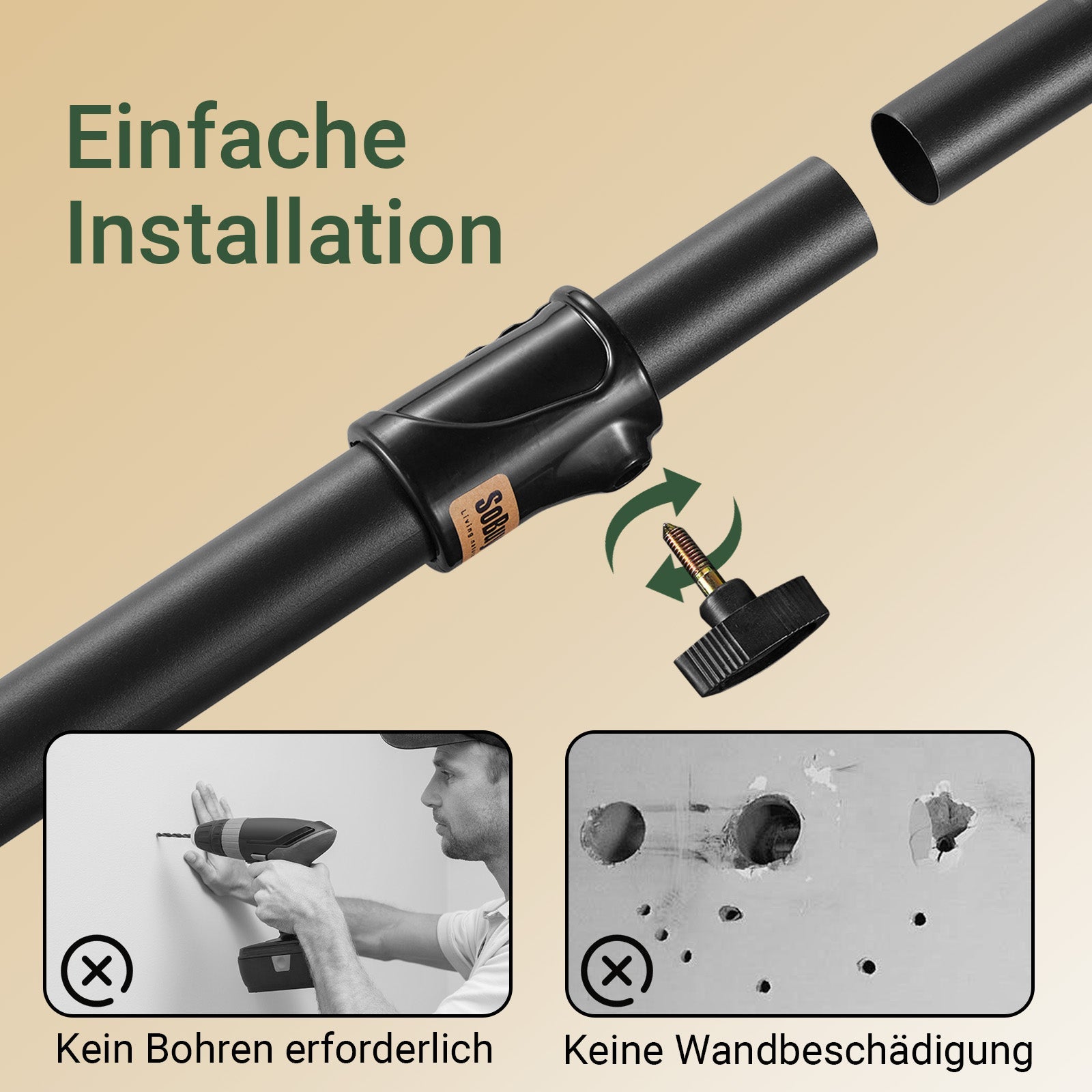 SoBuy | Asta Appendini Telescopica | Sistema Guardaroba | Sistema di Scaffalature | nero | KLS03-II-SCH