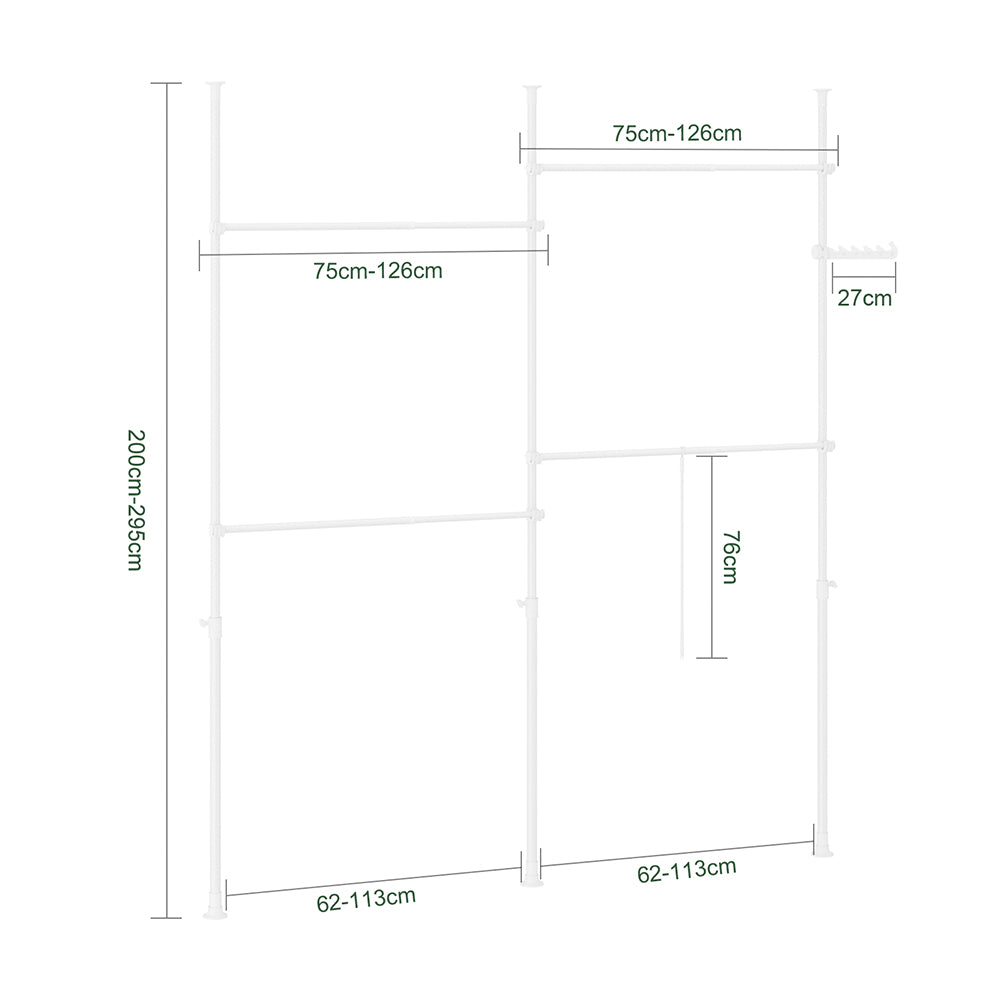 SoBuy | Teleskop Kleiderstange | Kleiderstangen System | Regalsystem | Hellgrau | KLS03-II-HG