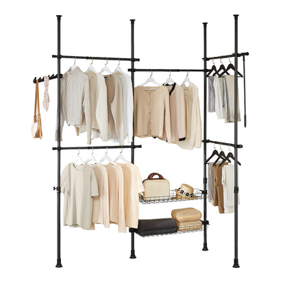 SoBuy | Teleskop Kleiderstange | Kleiderstangen System | Regalsystem | Schwarz | KLS04-II-SCH