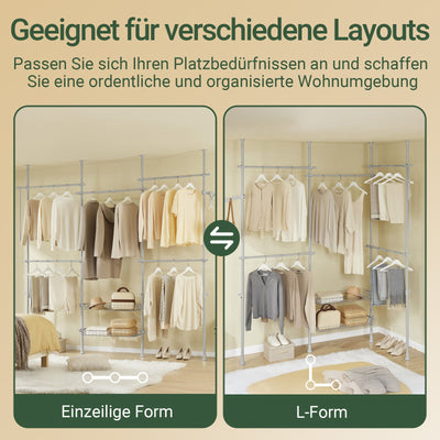 SoBuy | Teleskop Kleiderstange | Kleiderstangen System | Regalsystem | Hellgrau | KLS04-II-HG
