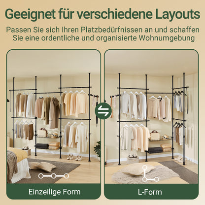 SoBuy | Teleskop Kleiderstange | Kleiderstangen System | Regalsystem | Schwarz | KLS04-II-SCH