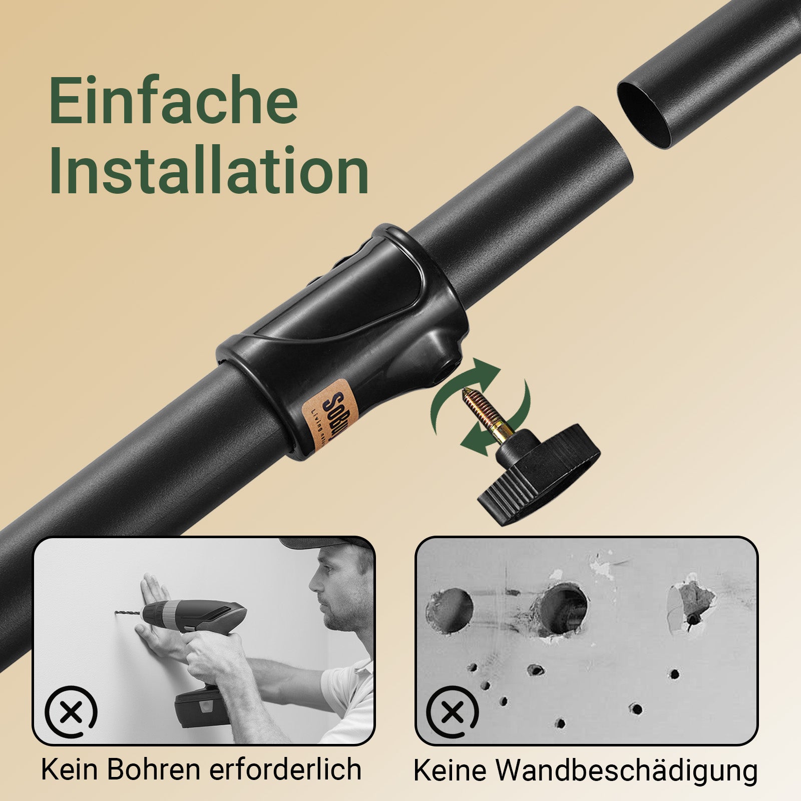 SoBuy | Teleskop Kleiderstange | Kleiderstangen System | Regalsystem | Schwarz | KLS04-II-SCH