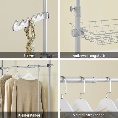 SoBuy | Tringle à vêtements télescopique | Système de penderie | Système d'étagères | Gris clair | KLS04-II-HG