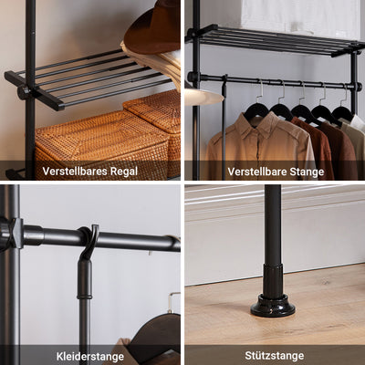 SoBuy | Teleskop Kleiderstange | Kleiderstangen System | Schwarz | KLS07-SCH