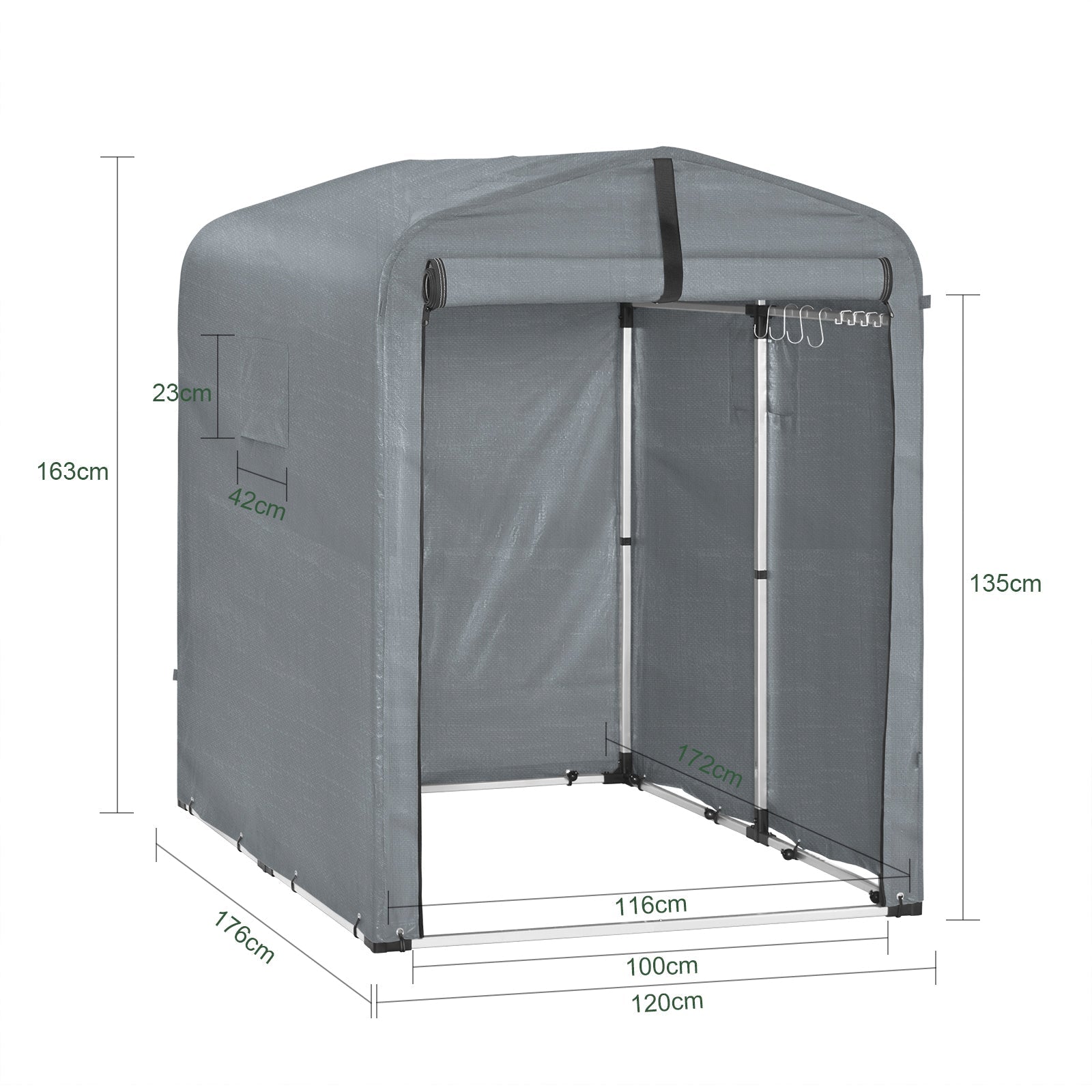 SoBuy | Casetta per attrezzi in lamina | Casetta per attrezzi | Capanno da giardino Tenda da garage grigia | KLS11-DG