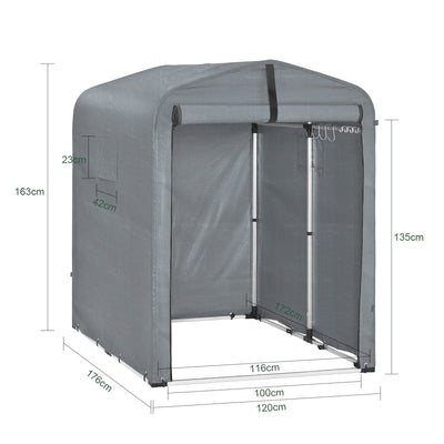 SoBuy | Casetta per attrezzi in lamina | Casetta per attrezzi | Capanno da giardino Tenda da garage grigia | KLS11-DG