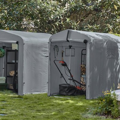 SoBuy | Casetta per attrezzi in lamina | Casetta per attrezzi | Capanno da giardino Tenda da garage grigia | KLS11-DG
