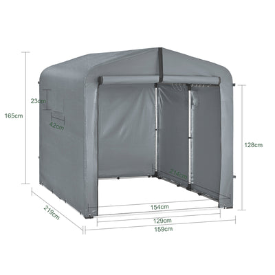SoBuy velogarage | Foliengerätehaus | Fahrradgarage wetterfest Geräteschuppen | Grau 159x165x219cm KLS11-L-DG