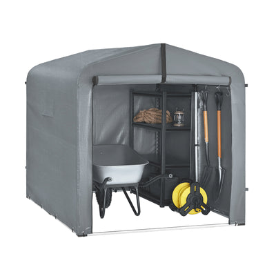 SoBuy velogarage | Foliengerätehaus | Fahrradgarage wetterfest Geräteschuppen | Grau 159x165x219cm KLS11-L-DG