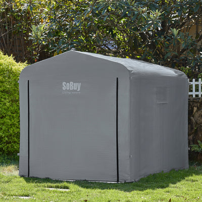 SoBuy velogarage | Foliengerätehaus | Fahrradgarage wetterfest Geräteschuppen | Grau 159x165x219cm KLS11-L-DG