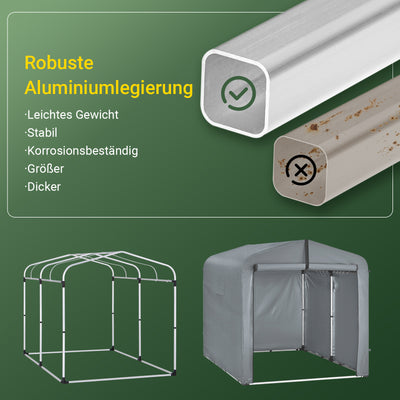 SoBuy velogarage | Foliengerätehaus | Fahrradgarage wetterfest Geräteschuppen | Grau 159x165x219cm KLS11-L-DG