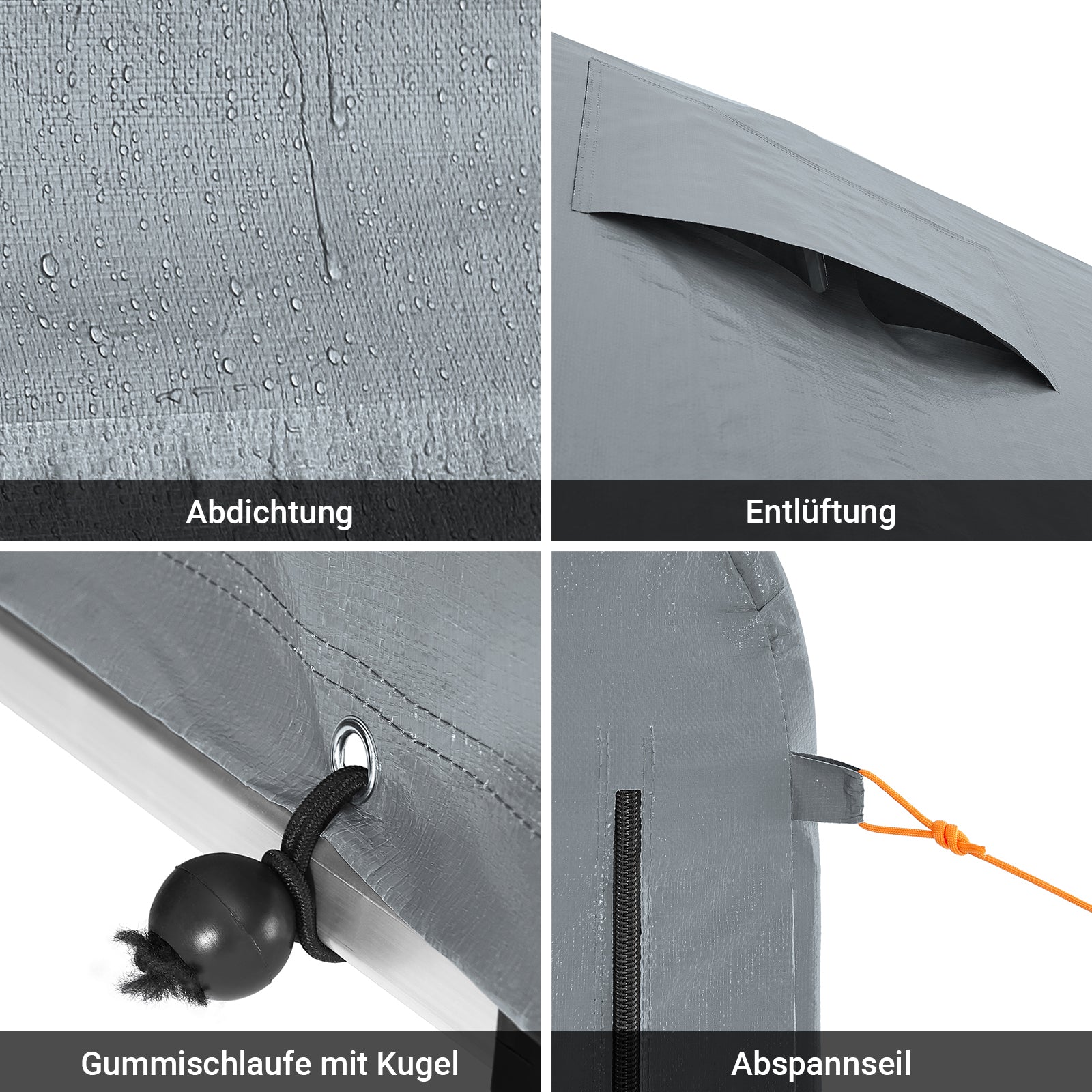 SoBuy velogarage | Foliengerätehaus | Fahrradgarage wetterfest Geräteschuppen | Grau 159x165x219cm KLS11-L-DG