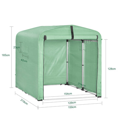 SoBuy | Capanno per attrezzi in lamina | Garage per bici resistente alle intemperie | Verde 159x165x219cm KLS11-L-GR