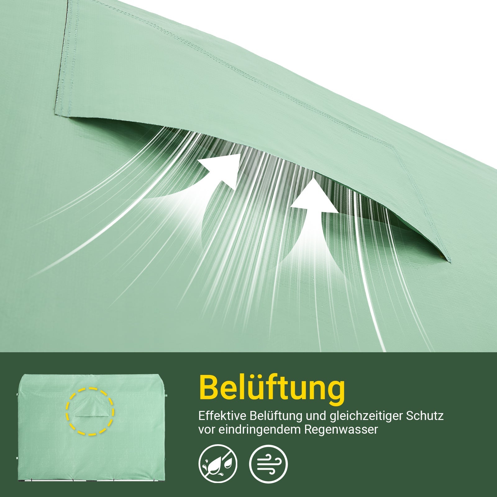 SoBuy | Capanno per attrezzi in lamina | Garage per bici resistente alle intemperie | Verde 159x165x219cm KLS11-L-GR