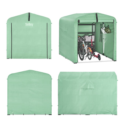 SoBuy | Capanno per attrezzi in lamina | Garage per bici resistente alle intemperie | Verde 159x165x219cm KLS11-L-GR