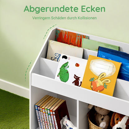 SoBuy | Kinderbücherregal | Zeitungsständer Kinderzimmer | Aufbewahrungsregal Weiß | KMB01-II-W