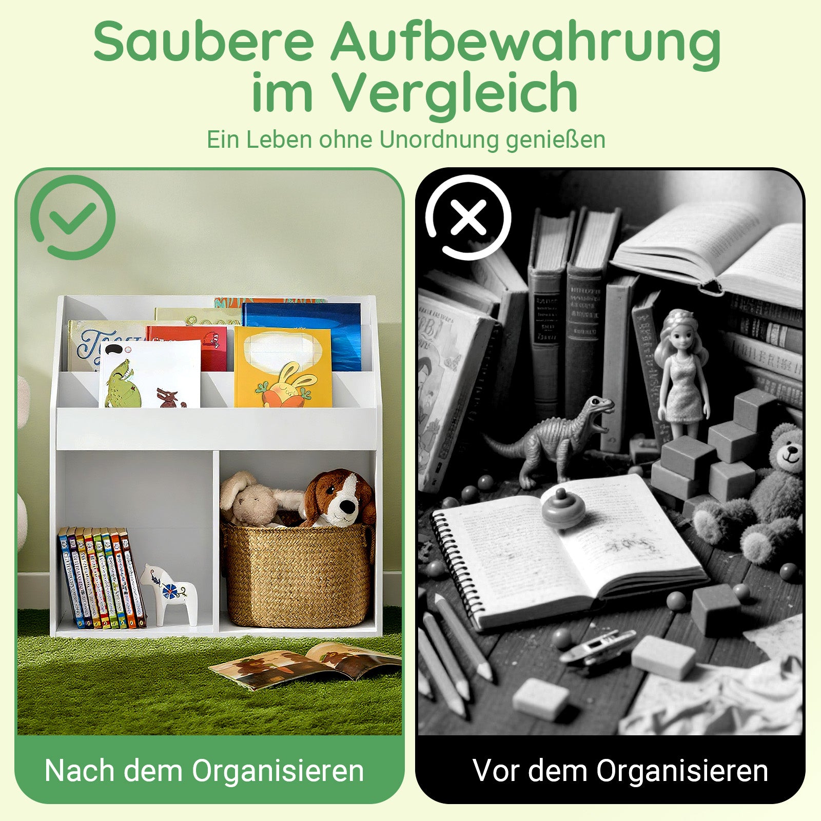 SoBuy | Kinderbücherregal | Zeitungsständer Kinderzimmer | Aufbewahrungsregal Weiß | KMB01-II-W