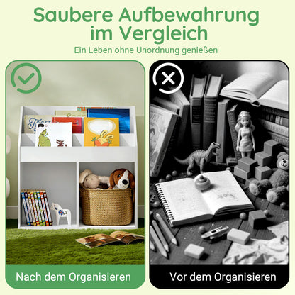 SoBuy | Kinderbücherregal | Zeitungsständer Kinderzimmer | Aufbewahrungsregal Weiß | KMB01-II-W