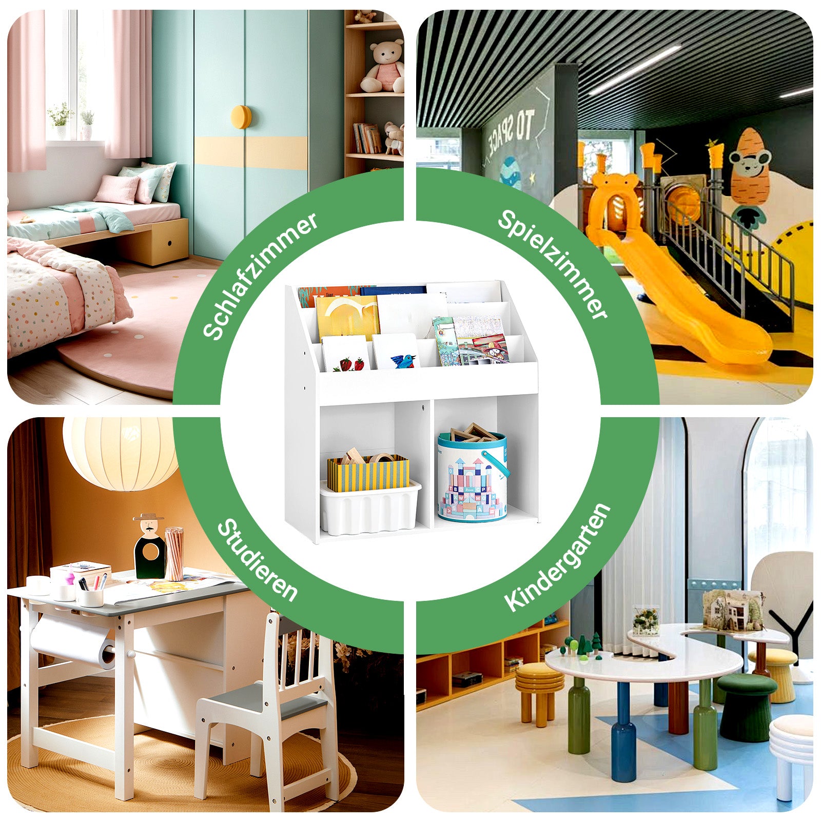 SoBuy | Kinderbücherregal | Zeitungsständer Kinderzimmer | Aufbewahrungsregal Weiß | KMB01-II-W