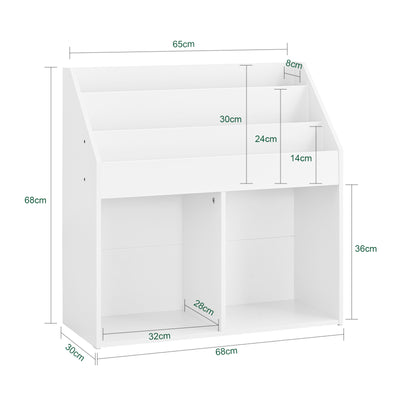 SoBuy | Kinderbücherregal | Zeitungsständer Kinderzimmer | Aufbewahrungsregal Weiß | KMB01-II-W