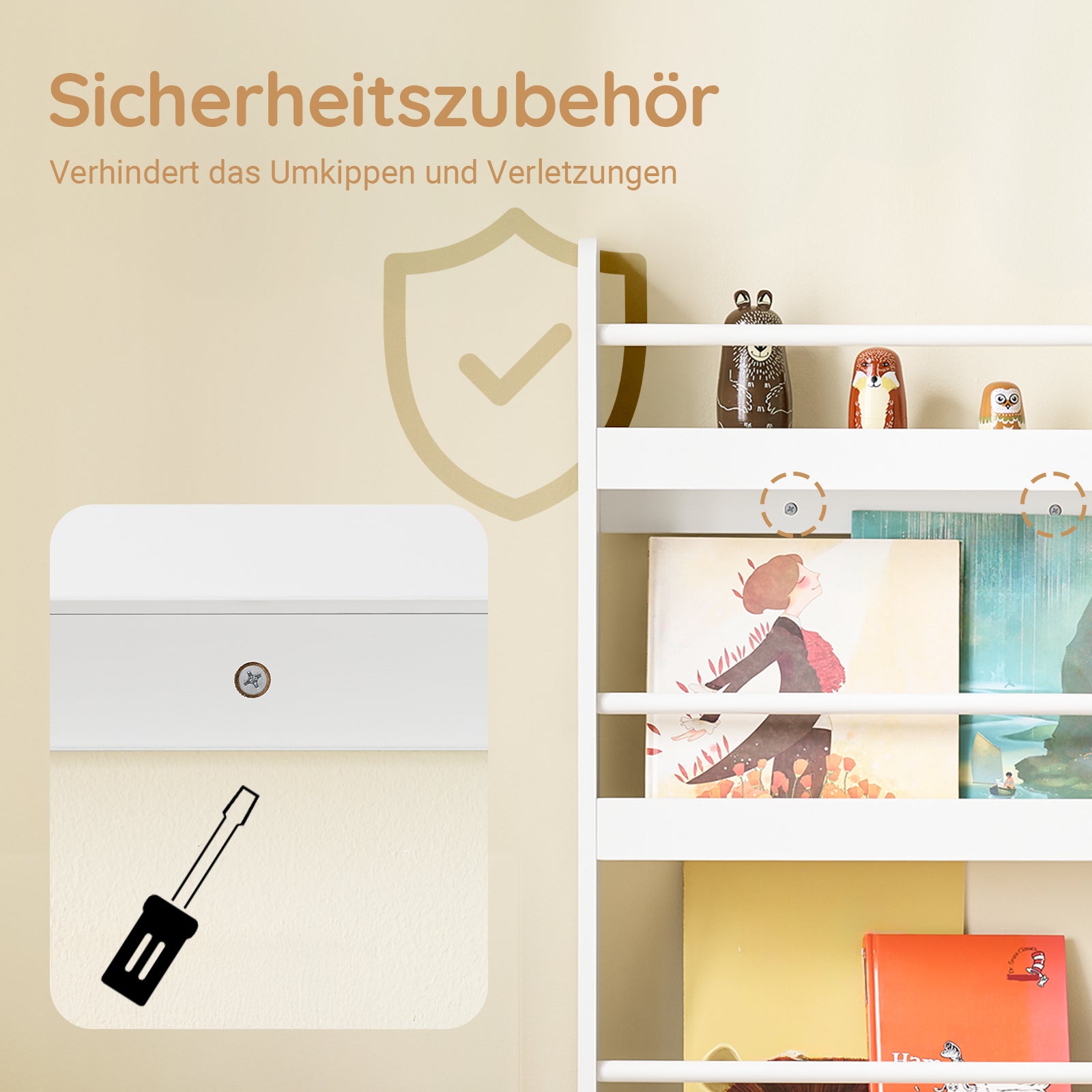 SoBuy | Bibliothèque pour enfants | Étagère murale pour enfants | 4 étagères | KMB08-W 