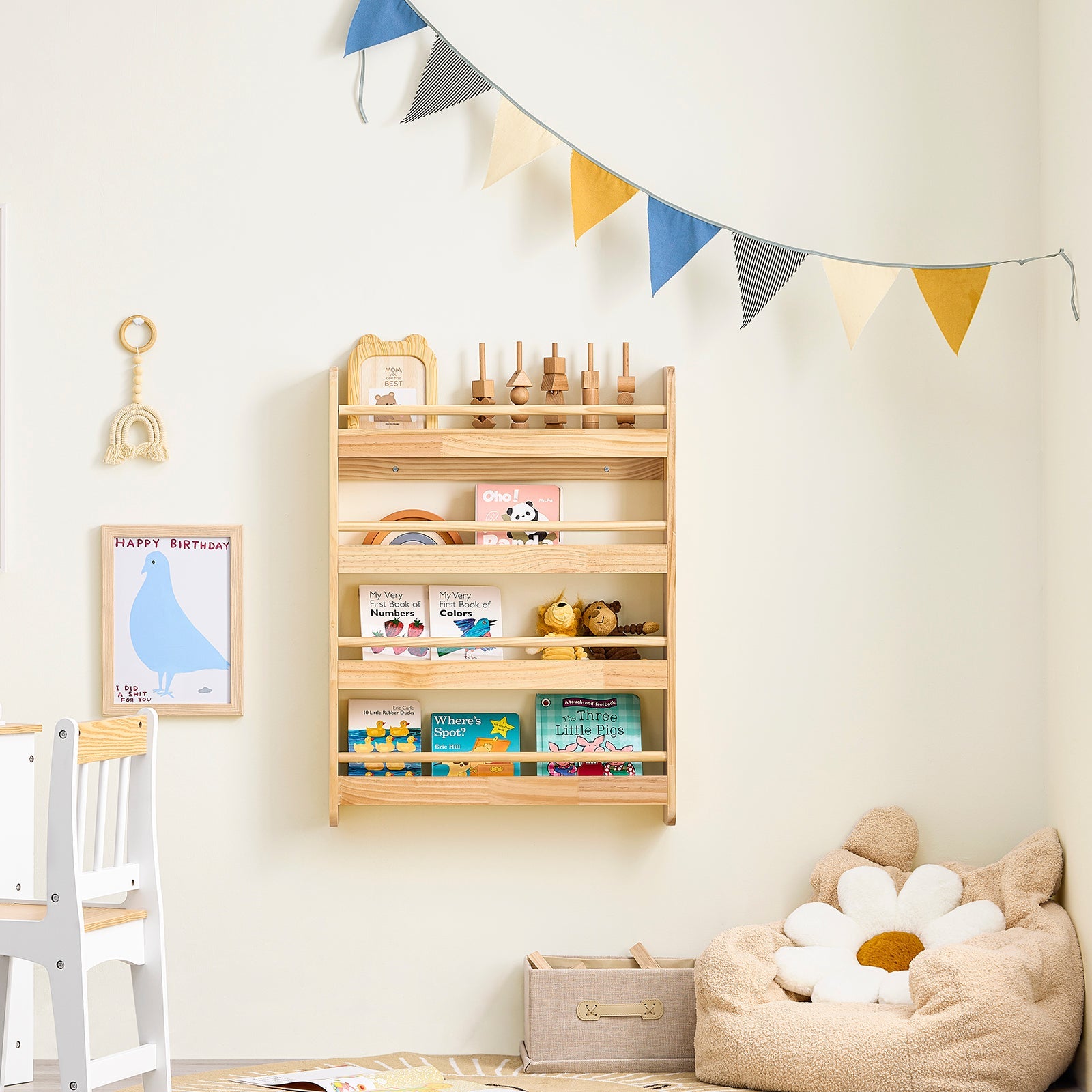 SoBuy Étagère Murale Enfant Bibliothèque Enfant KMB08-K-N