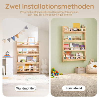 SoBuy | Bücherregal Kinder | Wandregal Kinderzimmer | mit 4 Ablagen | KMB08-N