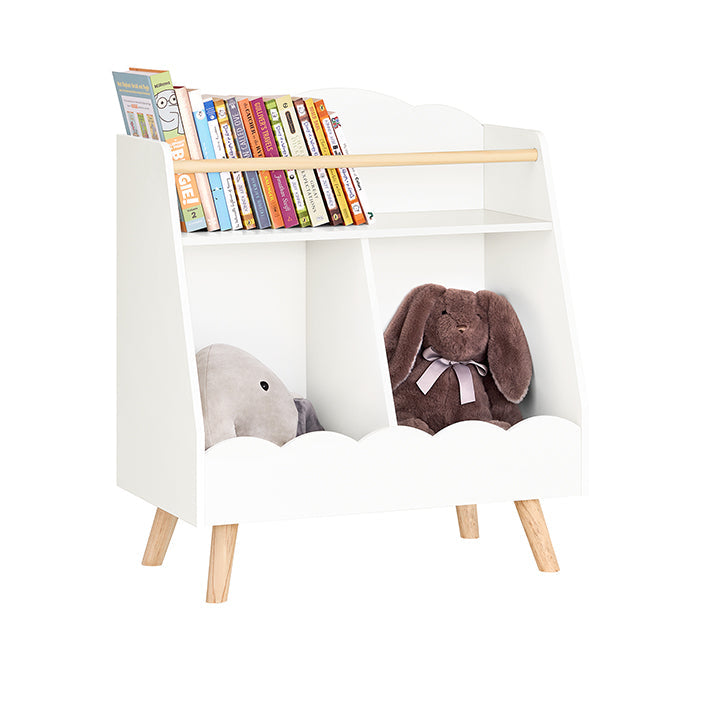 SoBuy | Scaffale per libri per bambini | Scaffale portaoggetti | Scaffale Montessori | Bianco | KMB100-K-W