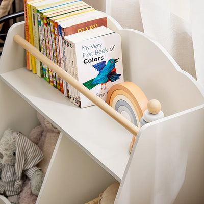SoBuy | Étagère à Livres pour Enfants | Étagère de Rangement | Étagère Montessori | Blanc | KMB100-K-W