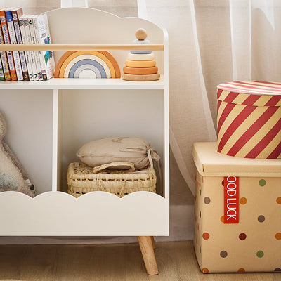 SoBuy | Étagère à Livres pour Enfants | Étagère de Rangement | Étagère Montessori | Blanc | KMB100-K-W