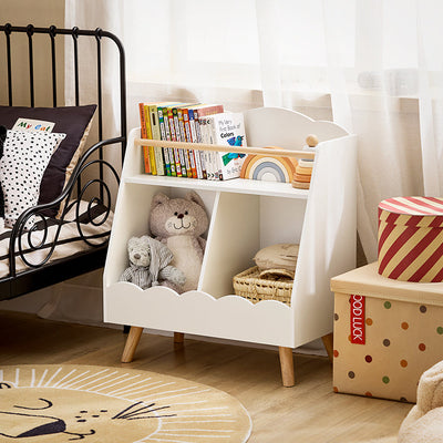 SoBuy | Étagère à Livres pour Enfants | Étagère de Rangement | Étagère Montessori | Blanc | KMB100-K-W