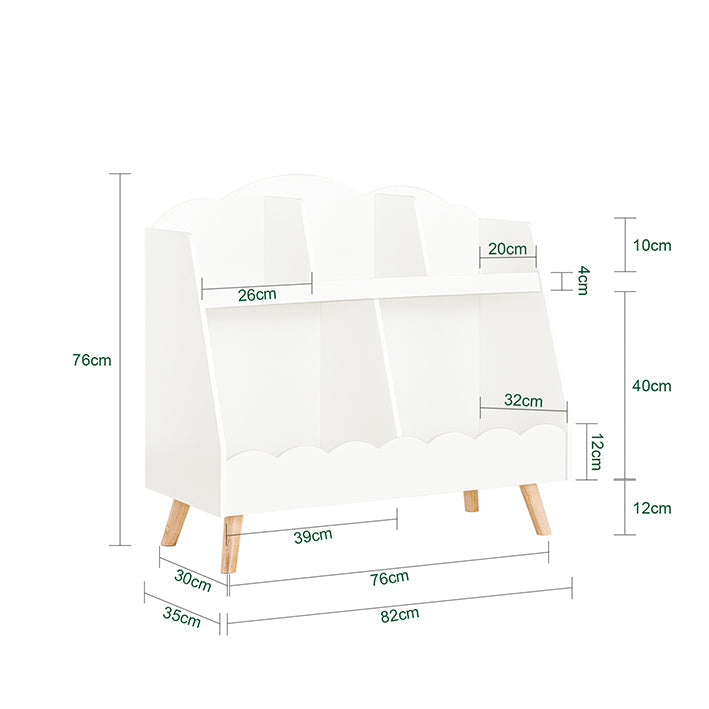 SoBuy | Scaffale per libri per bambini | Scaffale portaoggetti | Scaffale Montessori | Bianco | KMB100-W