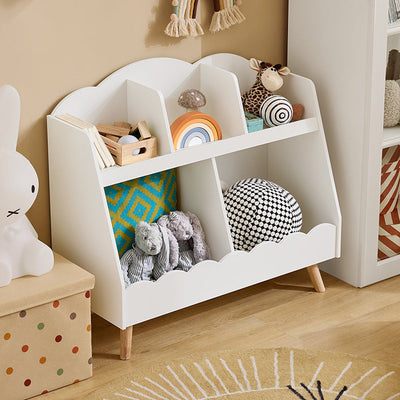 SoBuy | Étagère à livres pour enfants | Étagère de rangement | Étagère Montessori | Blanc | KMB100-W