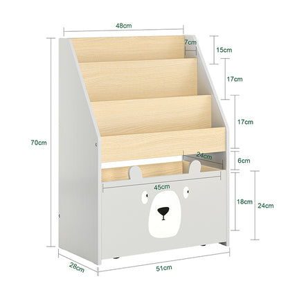 SoBuy | Kinderbücherregal | Spielzeugtruhe | Aufbewahrungsregal Kinderzimmer | Grau/Natur| KMB104-HG
