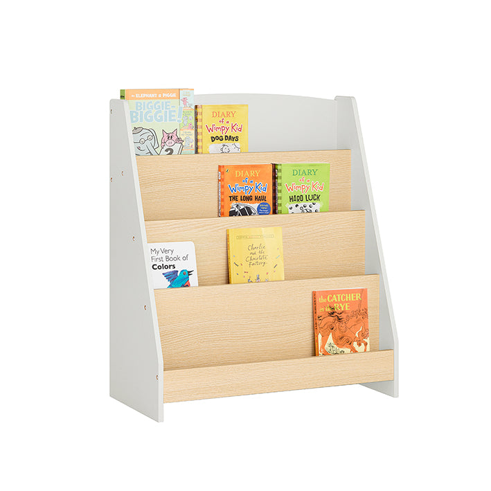 SoBuy | Étagère pour enfants | Porte-journaux | Étagère de rangement pour enfants | Gris/Naturel | KMB106-HG