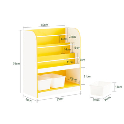 SoBuy | Étagère pour enfants | Porte-journaux | Étagère de rangement | Jaune/Blanc | KMB108-G 