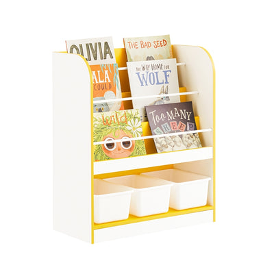 SoBuy | Étagère pour enfants | Porte-journaux | Étagère de rangement | Jaune/Blanc | KMB108-G 