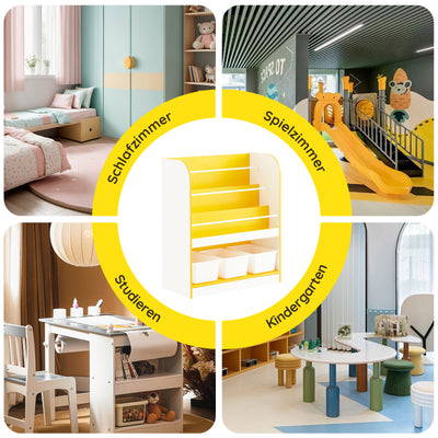 SoBuy | Étagère pour enfants | Porte-journaux | Étagère de rangement | Jaune/Blanc | KMB108-G 
