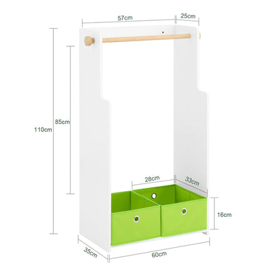 SoBuy | Armoire enfant | Portant à vêtements enfant | Vert/Blanc | KMB109-W 