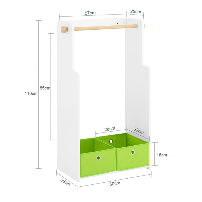 SoBuy | Appendiabiti per bambini | Armadio per bambini | Stand appendiabiti | Verde/Bianco | KMB109-W