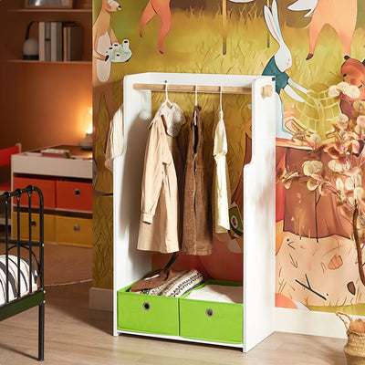 SoBuy | Armoire enfant | Portant à vêtements enfant | Vert/Blanc | KMB109-W 